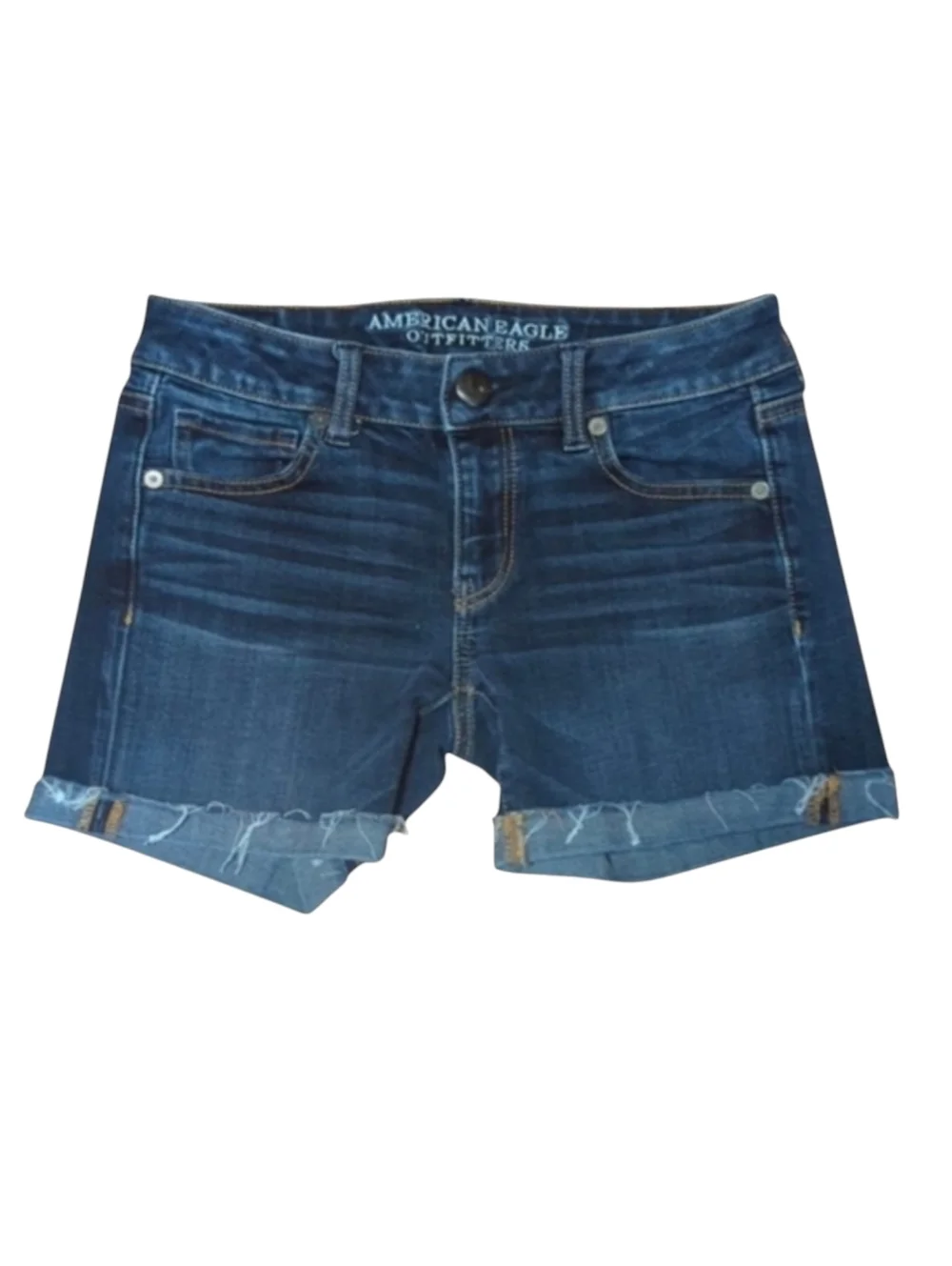 AEO Super Stretch Denim Midi Shorts